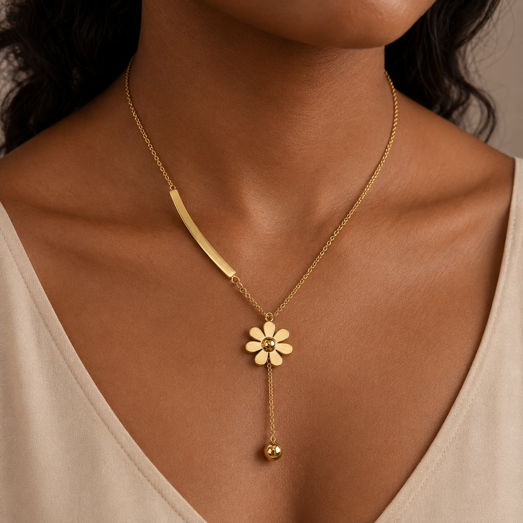 Daisy Flower Drop Necklace
