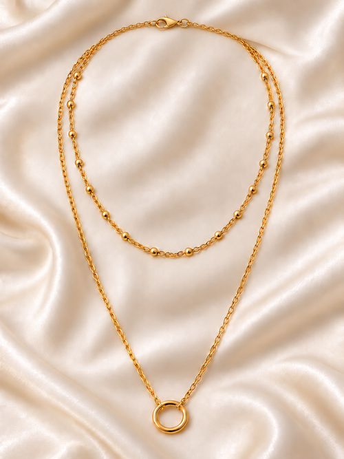 Circle Pendant Layered Necklace