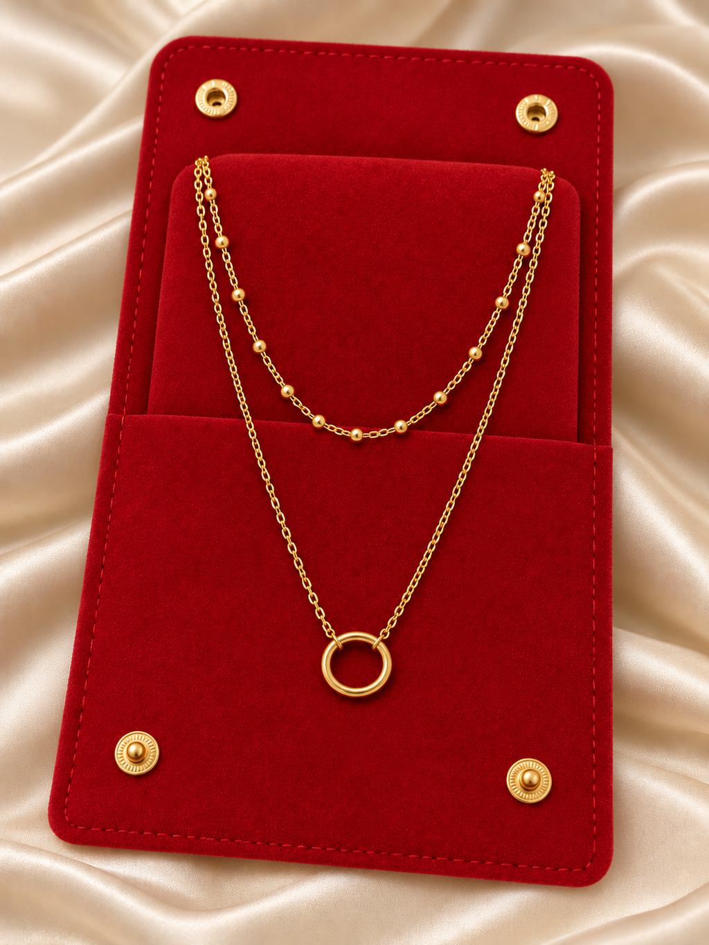 Circle Pendant Layered Necklace