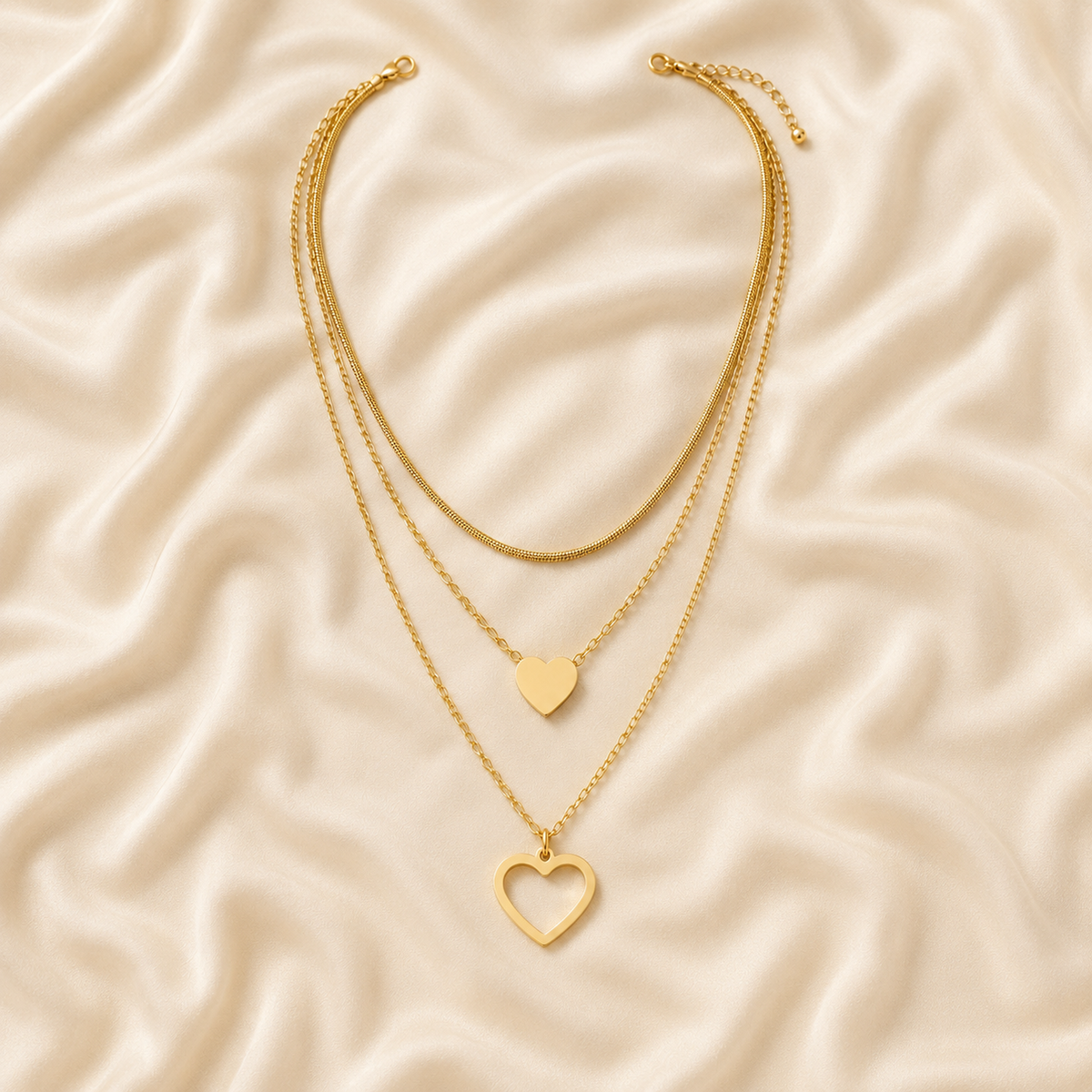 Double Heart Layered Necklace