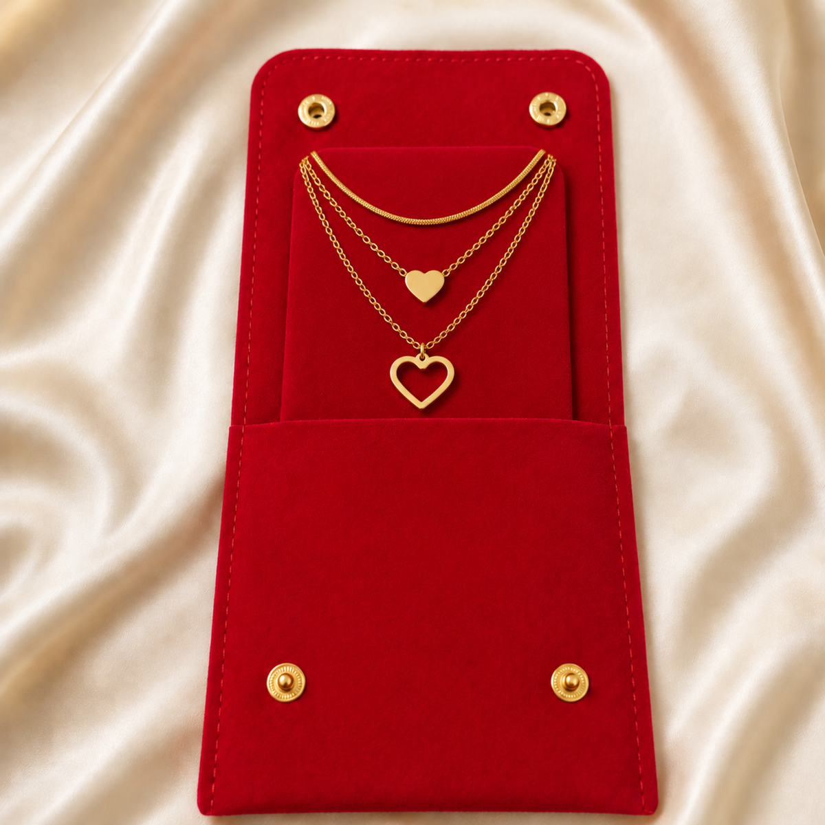Double Heart Layered Necklace