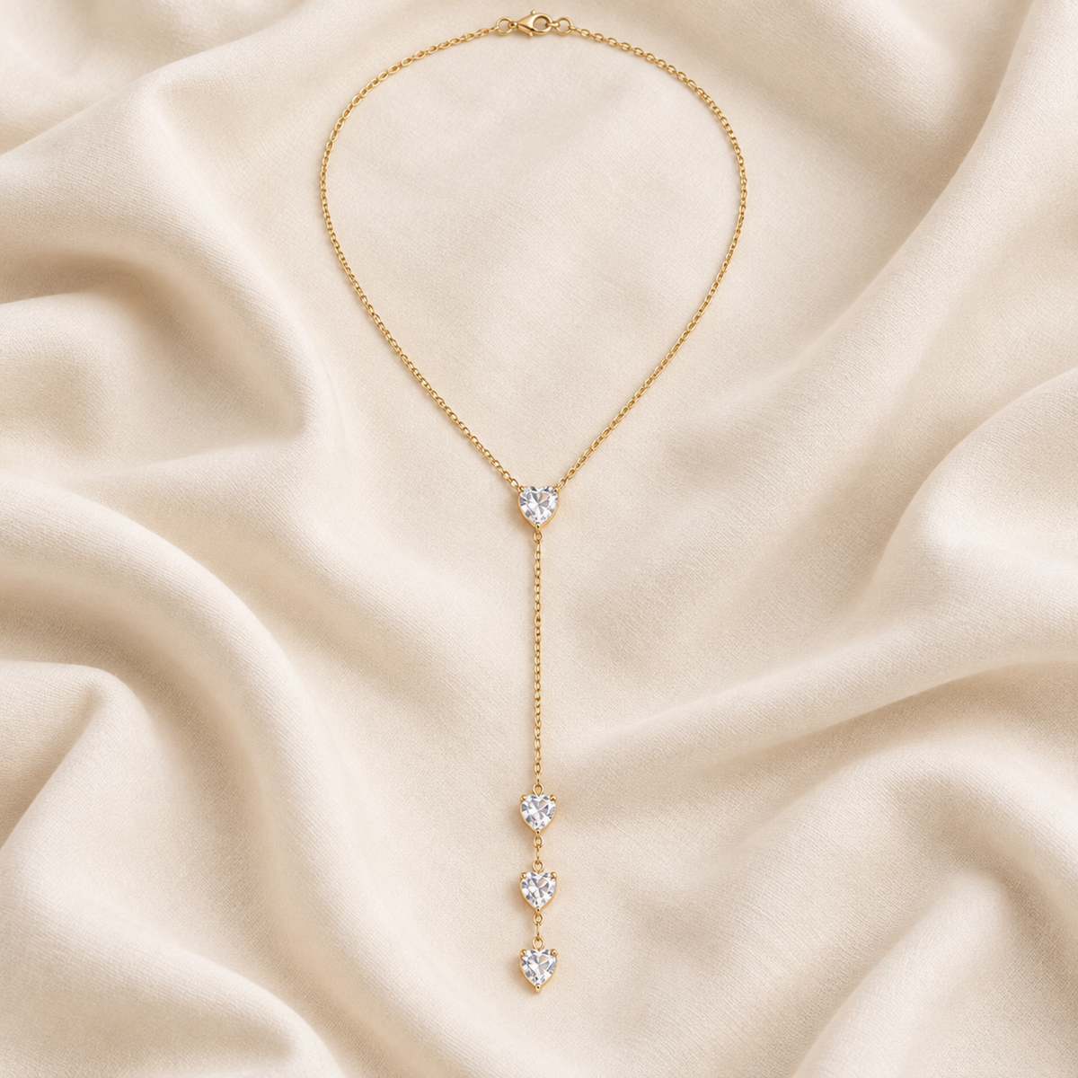 Gold Sparkling Heart Drop Necklace