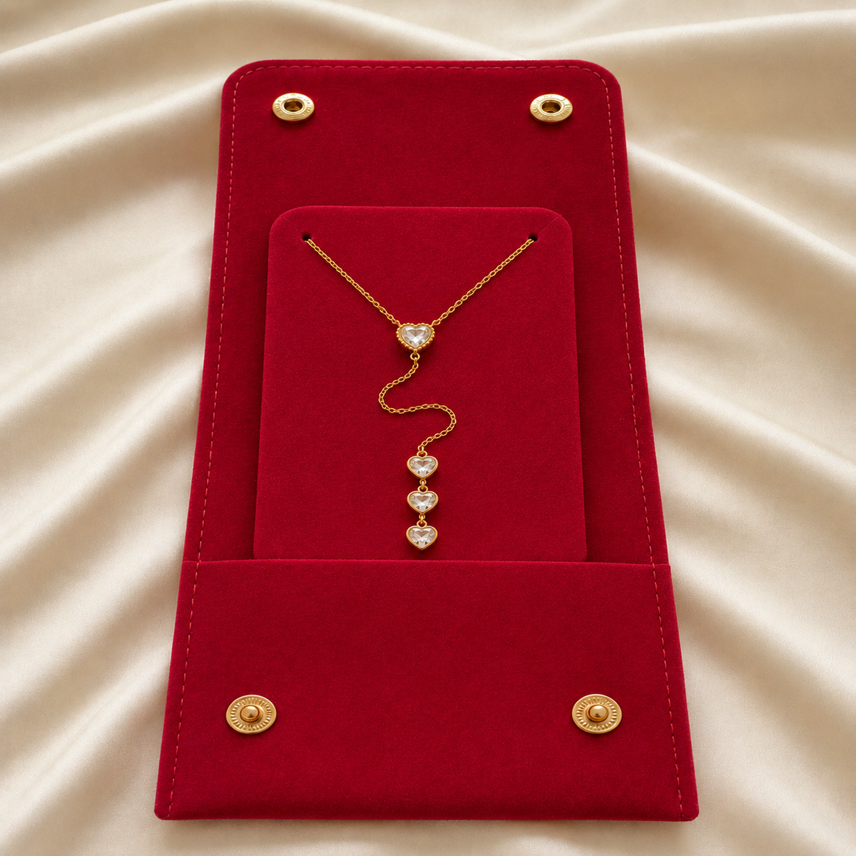 Gold Sparkling Heart Drop Necklace