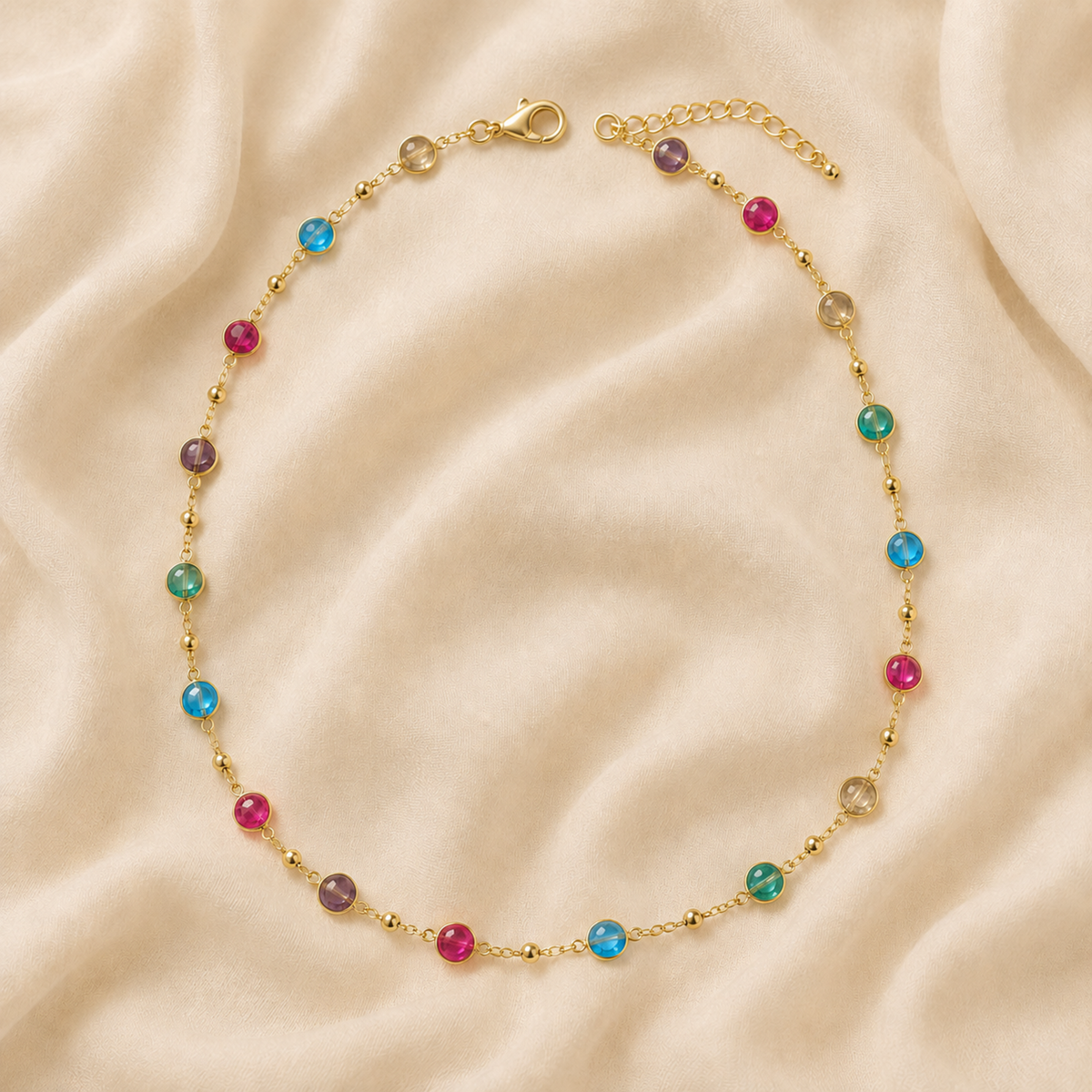Round Multicolour Glass Stone Necklace