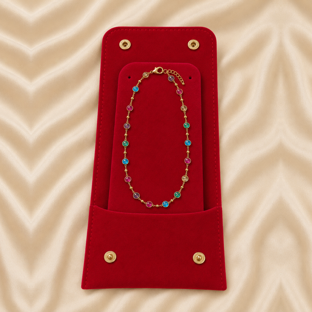 Round Multicolour Glass Stone Necklace